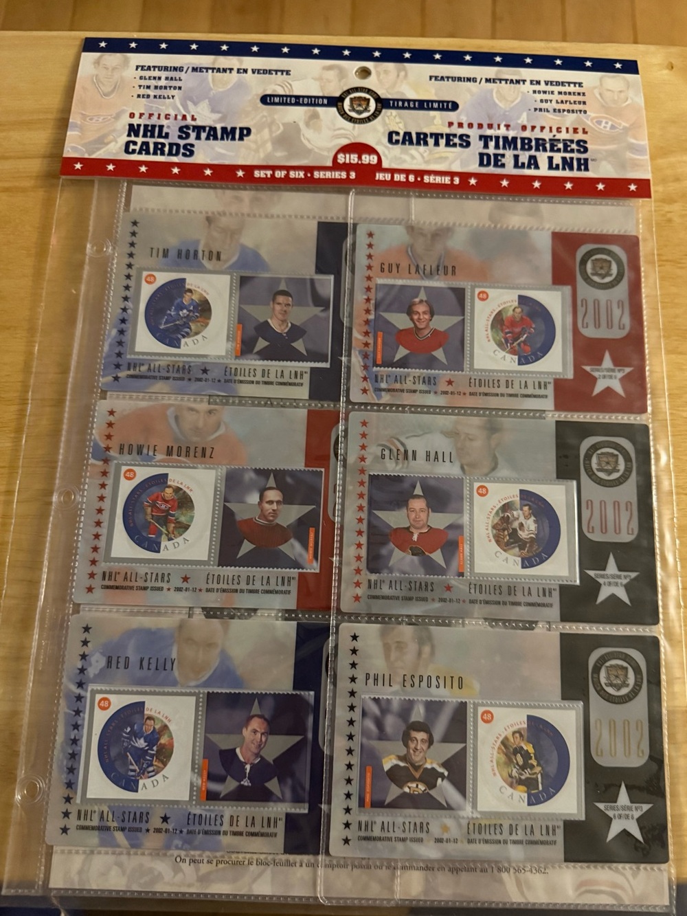 NHL All-Stars Collectible Stamp Card Set – Red, Blue, White